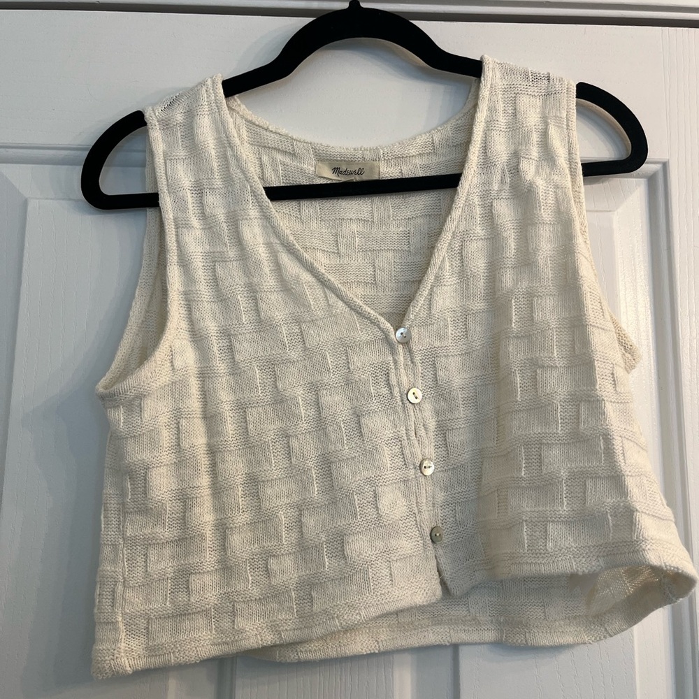 Madewell Cream Textured Crop Top